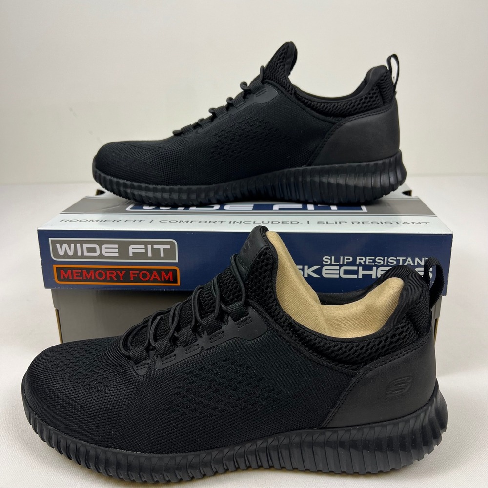 Skechers Work Cessnock 8 Mens Black Wide Fit Slip Resistant Memory Foam New